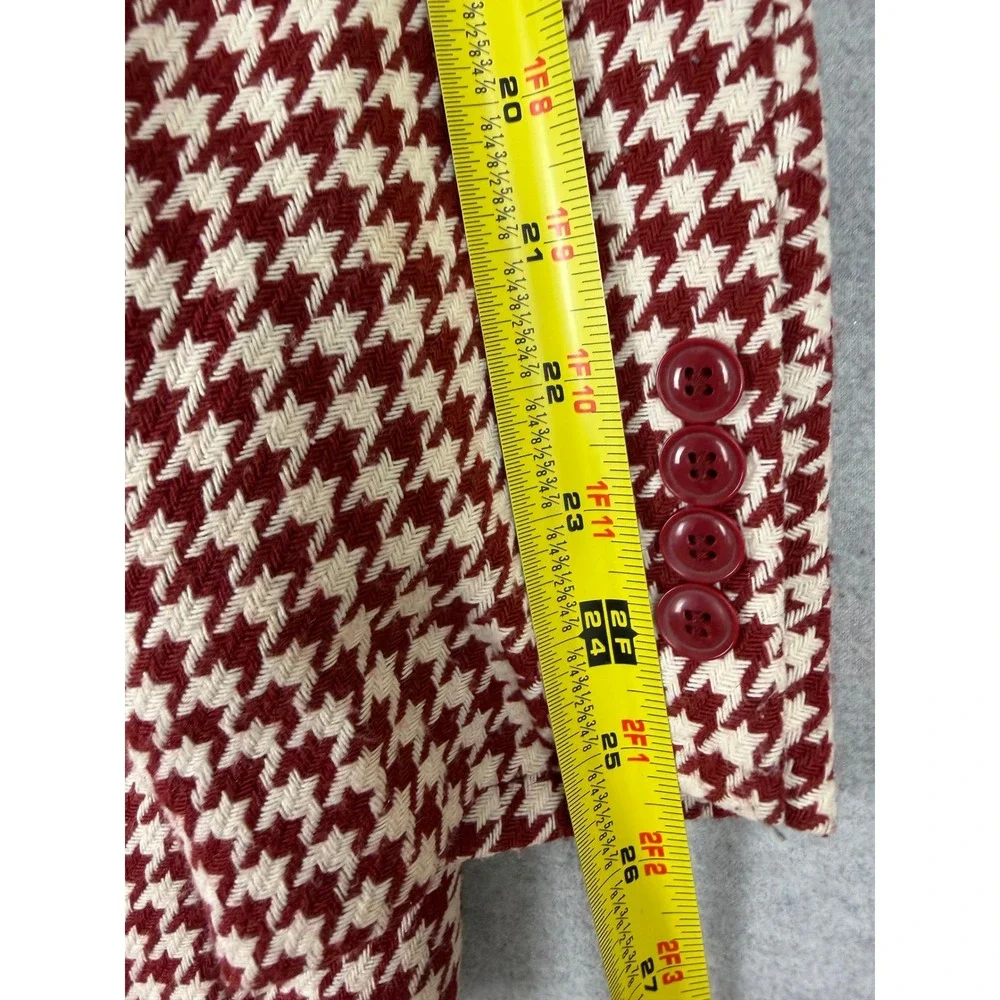 Linea Uomo Mens 44R Blazer Burgundy White Houndstooth Two Button Sport Coat